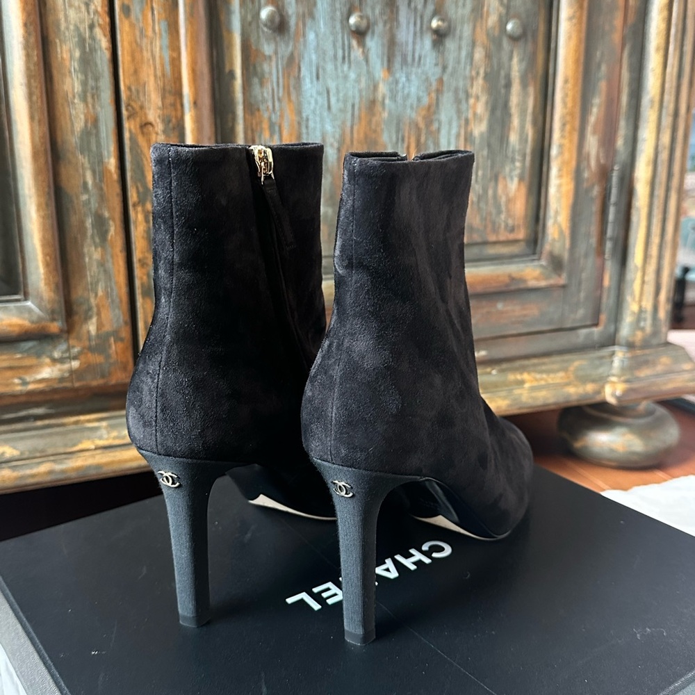 Brand New Chanel Black Suede Ankle Boots